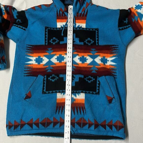 Vtg Artisanias Tuntaquimba Wool Zip Hood Jacket Aztec Southwestern Tribal Print - Picture 9 of 9